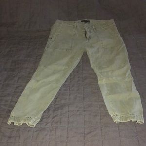 Sanctuary brand cropped utility pants in army green.